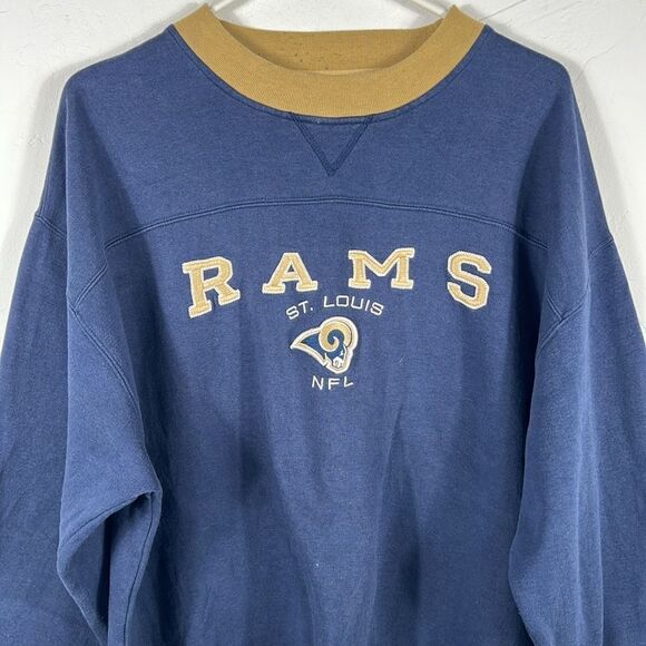 🔥🏈 Vintage ST.LOUIS RAMS NFL Embroidered Heavy Crewneck Sweatshirt Sz XL - GUC - Picture 2 of 10